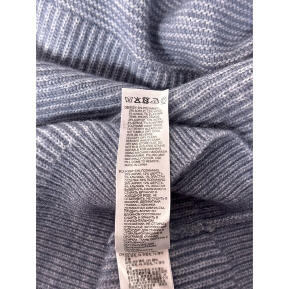 REISS Sweater Medium Mens Ice Blue Ribbed Crewneck Jumper - Picture 9 of 9
